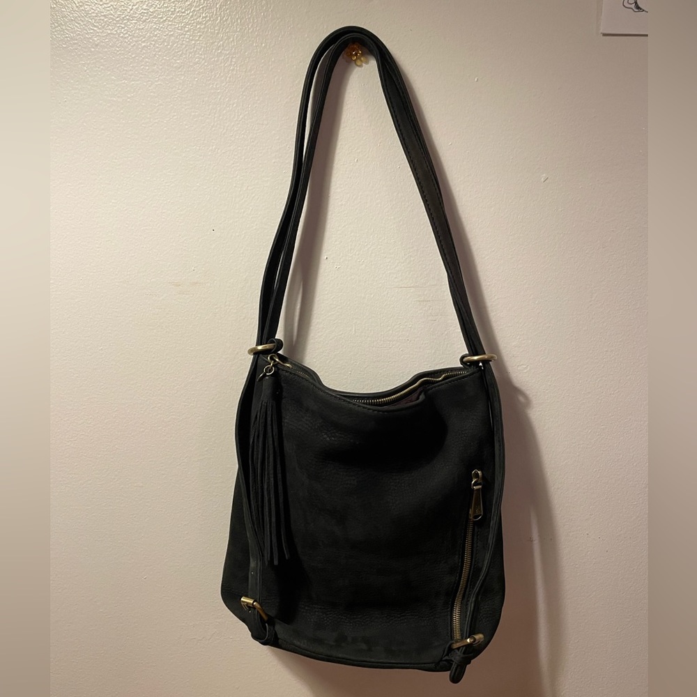 HOBO Black Leather Shoulder Bag / Backpack